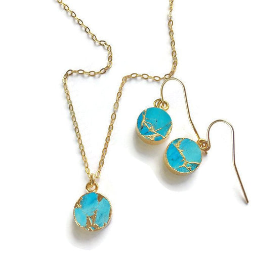 Turquoise earrings necklace set, Gift For Women