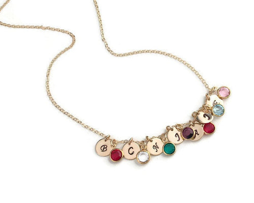 Personalized Birthstone Necklace for Mom Mothers Swarovski Birthstone Necklace