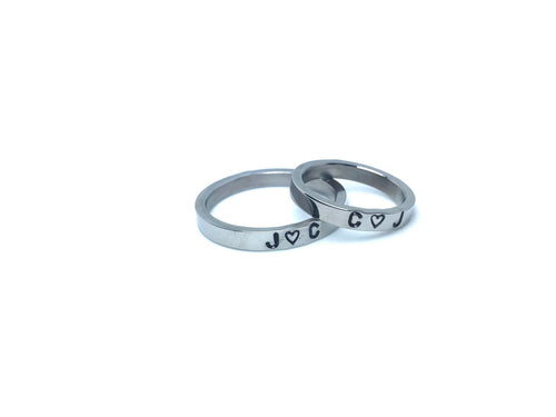 Valentines Gift for her Valentines for himMatching set of Personalized Rings, Couples rings Silver Gold Name rings