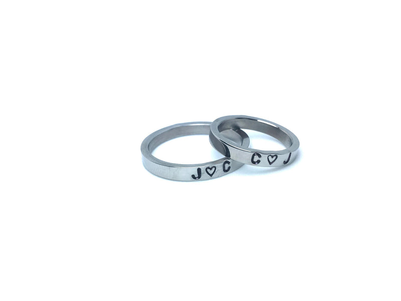 Valentines Gift for her Valentines for himMatching set of Personalized Rings, Couples rings Silver Gold Name rings