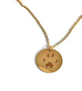 Dog Paw Print Engraved Your Pet's actual Paw engraved handwriting necklace pet memorial necklace coin round shape necklace 14K Gold Fill