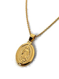 Gold Medallion Necklace Gold Coin necklace Virgin Mary Necklace Guadalupe Gold large pendant round Holy Mary Necklace Miraculuos Medal