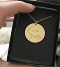 Handwritten necklace Christmas Gift Memorial Gold Necklace Personalized Handwriting Necklace Gold Round pendant handwriting Jewelry 14K - LillaDesigns