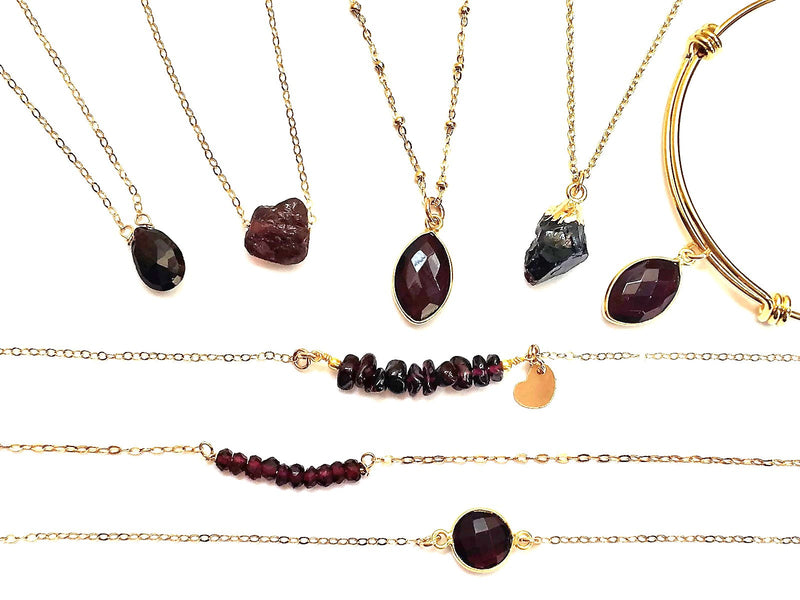 Garnet Jewelry January Birthstone Necklace  Raw Garnet Necklace Gemstone Natural Garnet Crystal Necklace Birthday Gift for her