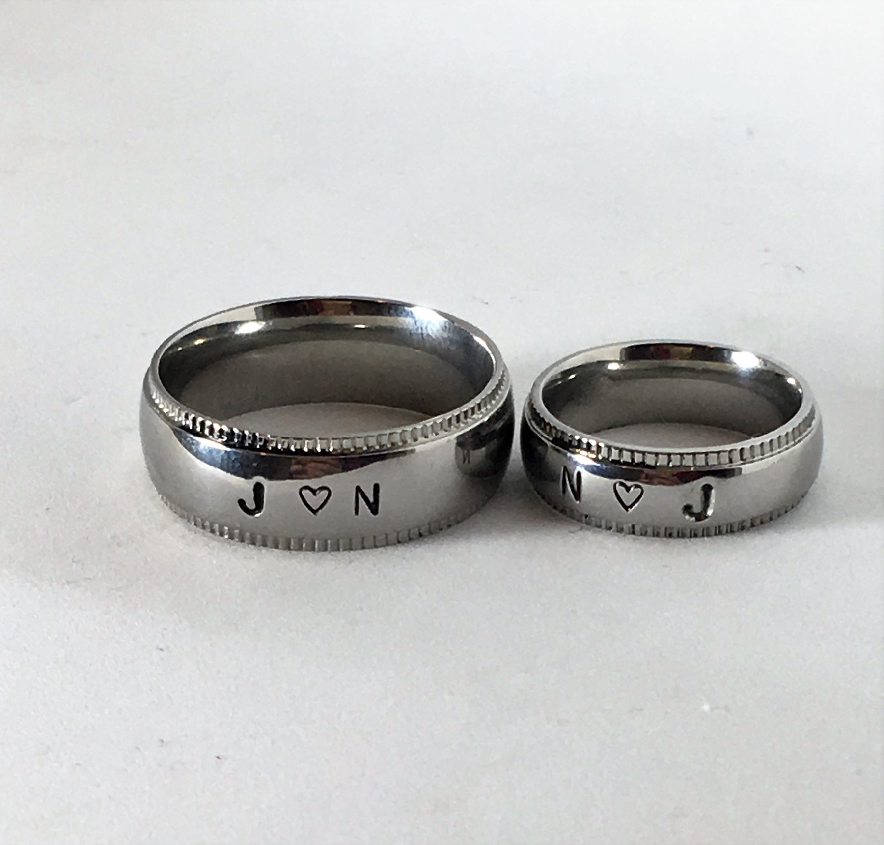 Personalized One Heart Matching Couple Rings