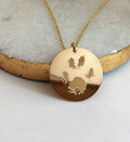 Dog Paw Print Engraved Your Pet's actual Paw engraved handwriting necklace pet memorial necklace coin round shape necklace 14K Gold Fill