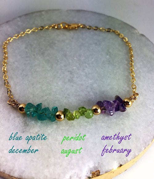 Custom Family Bracelet Raw Birthstone mom Bracelet Personalized Gift for Mom Raw Crystal Family Tree Jewelry, Gift for Grandma