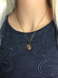 Gold Medallion Necklace Gold Coin necklace Virgin Mary Necklace Guadalupe Gold large pendant round Holy Mary Necklace Miraculuos Medal