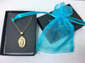 Gold Medallion Necklace Gold Coin necklace Virgin Mary Necklace Guadalupe Gold large pendant round Holy Mary Necklace Miraculuos Medal
