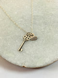Valentine's Necklace Tiny Heart Necklace Key sterling silver personalized necklace Valentines love meaningful gift for her for girlfriend
