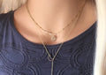 Sterling Silver Lariat Necklace, Delicate Y Necklace