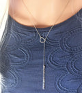 Sterling Silver Lariat Necklace, Delicate Y Necklace