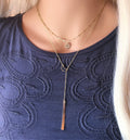 Sterling Silver Lariat Necklace, Delicate Y Necklace
