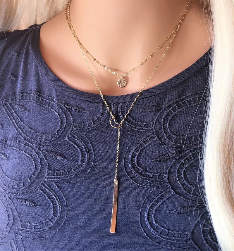 Dainty Lariat Necklace, Delicate Y Necklace