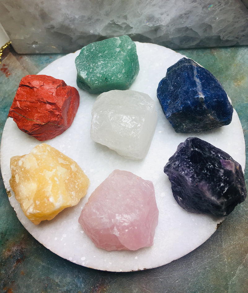 Raw Crystal 7 chakra set Seven piece chakra stone set 7 seven chakra stones  reiki chakra crystal set chakra set raw crystals and stones