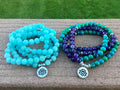 Chevron Amethyst Mala Bead Necklace or Bracelet 108 beads Crystal Healing Necklace