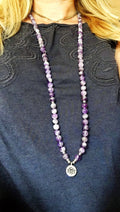 Aquamarine Happiness Mala Bead Necklace or Bracelet 108 beads Crystal Healing Necklace
