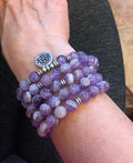 Chevron Amethyst Mala Bead Necklace or Bracelet 108 beads Crystal Healing Necklace