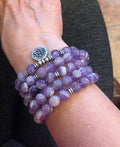 Aquamarine Happiness Mala Bead Necklace or Bracelet 108 beads Crystal Healing Necklace