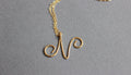 Personalized Script Initial Custom Gold 14K Fill Bridesmaid Upper Case Initial Calligraphy Letter Necklace Wire Name Initial Personalized