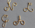 Personalized Script Initial Custom Gold 14K Fill Bridesmaid Upper Case Initial Calligraphy Letter Necklace Wire Name Initial Personalized