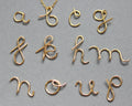 Script Initial Gold Fill Bridesmaid Lower Case Initial Calligraphy Letter Necklace. Birthstone, Wire Name
