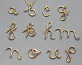 Script Initial Necklace / Gold Fill Bridesmaid Lower Case Initial / Calligraphy Letter Necklace. Birthstone, Wire Name