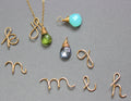Script Initial Gold Fill Bridesmaid Lower Case Initial Calligraphy Letter Necklace. Birthstone, Wire Name