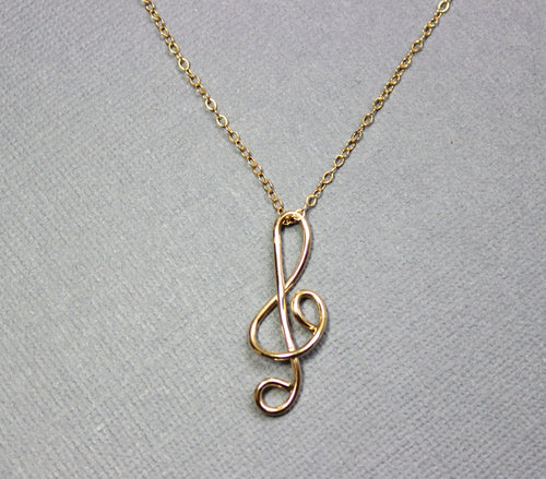 Treble Cleff Gold Fill Bridesmaid Necklace. Music Lover