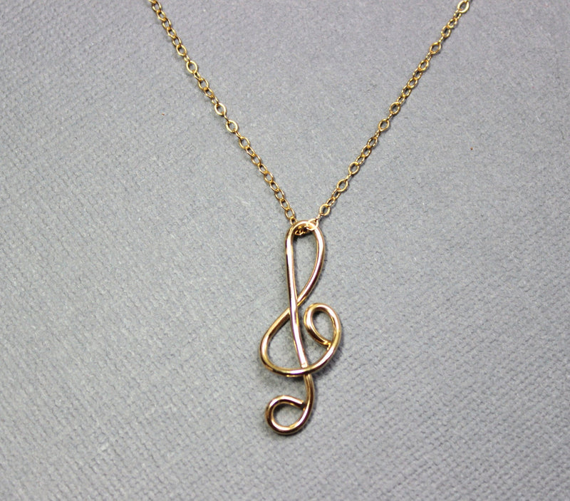 Treble Cleff Gold Fill Bridesmaid Necklace. Music Lover
