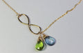 Mothers Grandmas. Peridot Gem. Personalized Family Birthstone Infinity Circle of Love 14K Gold Filled Necklace Briolette