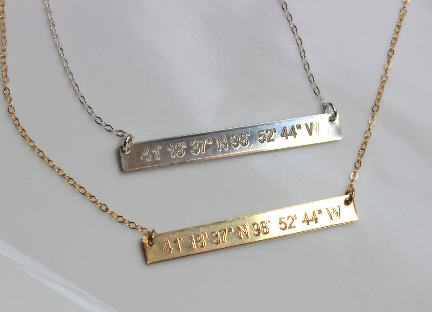 Personalized Horizontal Bar Necklace - Initial Charm Necklace