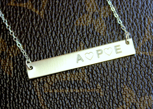 Sterling Silver Bar, Engraved Necklace
