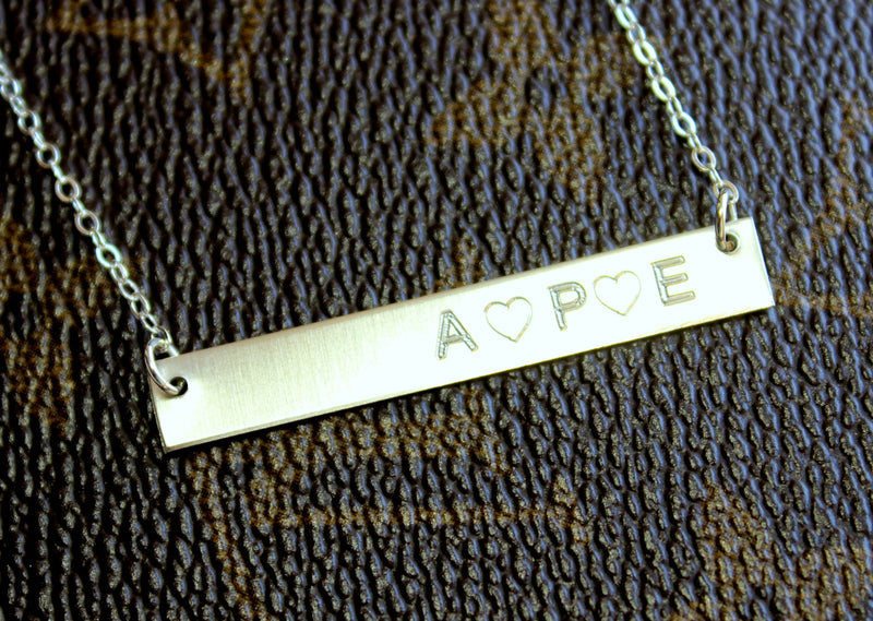 Sterling Silver Bar, Engraved Necklace