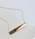 Gold Bar Necklace - Engraved Necklace - Roman Numeral Date Personalized - Birthstone Necklace - Nameplate Horizontal Bar Initial Monogram