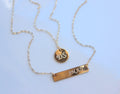 Multi Strand Necklace, Gold Bar Layered Double Layered Disc Necklace Personalized  Dics Stamped Double Strand Initial  2 Layer