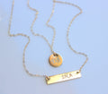 Multi Strand Necklace, Gold Bar Layered Double Layered Disc Necklace Personalized  Dics Stamped Double Strand Initial  2 Layer