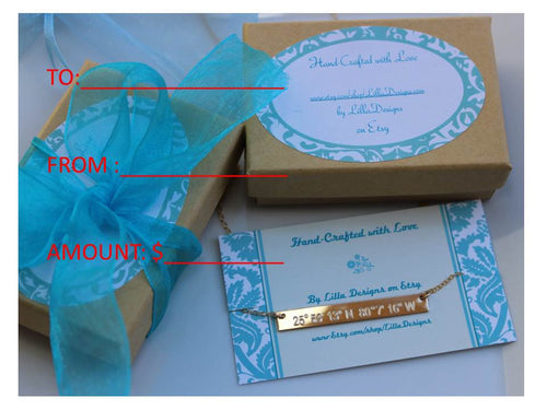ETSY LillaDesigns GIFT CERTIFICATE gift card  for Jewelry 50 - LillaDesigns