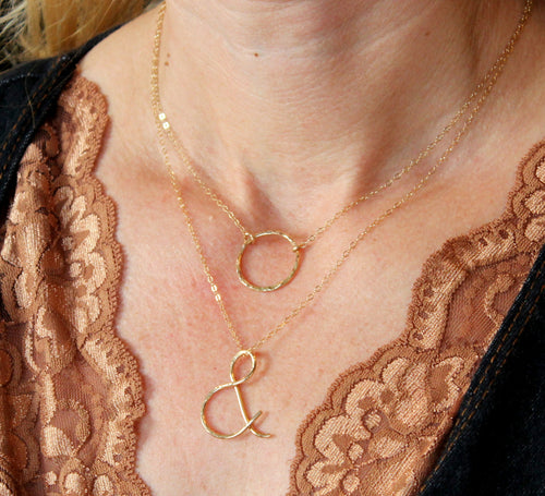 Ampersand Gold Filled Sterling Silver Necklace / And Sign Necklace