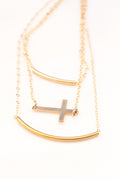 ON SALE Gold Layered Skinny Bar Necklaces / Set of 3 Layered Necklaces / Sideway Cross Necklace Layering Necklaces Layered and Long - LillaDesigns
