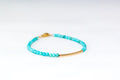 Gold Bar Dainty Turquoise Gold Bracelet Curved Bar Bead bracelet Tube bar bracelet - LillaDesigns