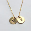Initial Necklace - Personalized Hand Stamped Gold -  Silver Initial Disc - 1 2 3 4 5 Discs Gold Necklace  - Letter Personalized Necklace