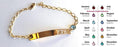 Wedding Date Gold Bar Engraved Bracelet Birthstone Swarovski  Nameplate Personalized Initial Monogram name sterling Si
