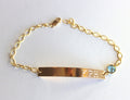 Wedding Date Gold Bar Engraved Bracelet Birthstone Swarovski  Nameplate Personalized Initial Monogram name sterling Si