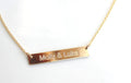 Personalized Gold Bar Necklace - Engraved necklace - Name Gold Bar - Monogram Initial -  Celebrity Style  Roman Numeral Date sterling silver