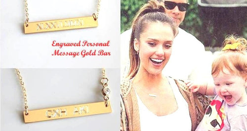 Gold Bar Nameplate Engraved - Personalized necklace - Horizontal Gold Bar - Initial Monogram name necklace - 14k Gold fill - sterling silver