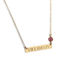 Gold Bar Necklace - Roman Numeral Date Personalized - Nameplate Engraved Horizontal Gold Bar Initial Monogram Lilla designs - Lilladesigns