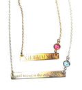 Gold Bar Necklace - Engraved Necklace - Roman Numeral Date Personalized - Birthstone Necklace - Nameplate Horizontal Bar Initial Monogram