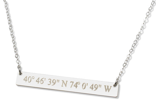 Custom Coordinate Necklace Longitude  Location GPS Necklace Compass Personalized Sterling Silver Gold Bar Custom Engraved gift for her