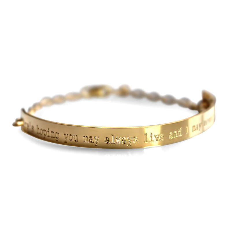 Gold Bar Bracelet, Date Message Quote Bracelet